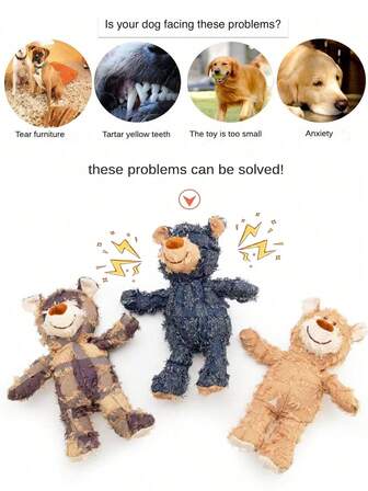 Interactive Teddy Bear Dog Squeaky Toy With Built-In BB Barking Sound Beggar Bear Pet Companion Toy Resistant Chew Toy For Teeth Cleaning And Grinding Pet Supplies For Dogs