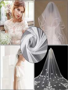 1pc White DIY Tulle Fabric, Suitable For Wedding Veil, Mosquito Net, Sewing, Photography Backdrop, Wedding Decoration, Party, Birthday, Home Decor, Outdoor