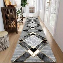 1PC Elegant Black And White Geometric Area Mat - Lightweight, Crystal Velvet, Dot Plastic Bottom, Rectangular Floor Mat For Kitchen, Corridor, Laundry - Indoor/Outdoor Use, Decorative Home Mat | Geometric Pattern Mat | Durable Floor Mat, Decorative Floor Covering Christmas Decor Kitchen Rug - Multicolor - View 12