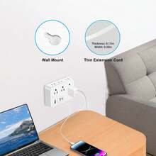 10-In-1 Surge Protector Power Strip With 6AC Outlets,4USB (1 Type-C Ports) | 5FT Compact Multi-Plug Outlet Extender With Flat Plug Design, Space-Saving Extension Cord For Home, Office, And Kitchen | Overload Protection, US Plug, Power Strip Surge Protector - Xem 4