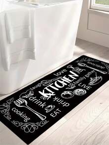 1 tapete criativo com tema de cozinha, tapete de banheiro, tapete interno, capacho, capacho de entrada, decoração de casa - Preto - Ver 8