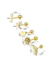 5pcs 16G 1.2mm Cartilage Stud Earrings Stainless Steel Earring Sets For Multiple Piercings Small CZ Ball Back Earrings Tragus Helix Conch Earrings - Stud Earrings - View 8