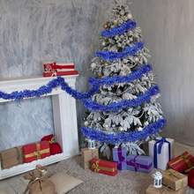 1/4 buc Coronițe de Crăciun din sârmă, Coronițe înfășurate în sârmă strălucitoare, Decorațiuni cu panglici, Agățători lungi strălucitoare pentru brad de Crăciun, Petreceri, Sărbători, Nunți, Zile de naștere, Balustrade de perete pentru brad (Din cauza fixării manuale, este posibil să existe o ușoară desprindere în timpul utilizării)