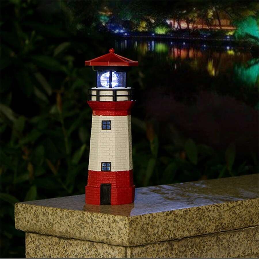 Solar Outdoor Rotating Beacon LED Sensor Garden Courtyard Waterproof Decorative Iron Art Landscape Lawn Light