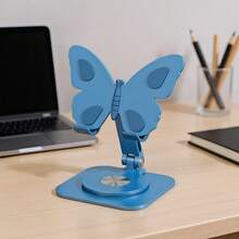 Pink Or Blue Butterfly 360 Rotating Cell Phone Stand Cute Butterfly Aluminum Alloy Mobile Phone Holder, Flat Holder, Small Decorative Holder - Màu xanh lam - Xem 5