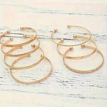 7pcs Golden Bracelets For Women, Silvery Bracelet  Clothing Jewelry Fashion Disco Bracelet Golden Bracelet - Gold - View 5