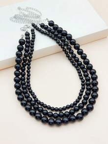 3pcs Stacking Necklace Set, Faux Pearl, Blush & Millennial Pink, Girls/Women - Imitation Pearl Necklace - View 16