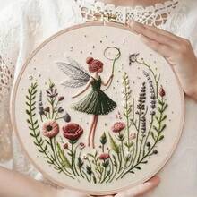 1 pezzo Nuovo kit fai-da-te per ricamo a mano con disegno di una ragazza con ali svolazzanti, include istruzioni in inglese, adatto per principianti, perfetto per la decorazione della casa, regalo per le vacanze, per tutte le stagioni