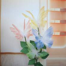 1 szt. 50 cm motyl 3D romantyczna dekoracja ślubna, sztuczny motyl z jedwabnej przędzy, dekoracja sukni ślubnej, ekspozycja dekoracji na imprezę plenerową, gigantyczny sztuczny motyl z gazy, prezent na Walentynki, Dzień Matki, prezent urodzinowy z okazji ukończenia szkoły