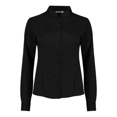 BARGEAR Womens/Ladies Mandarin Collar Tailored Shirt (Black)