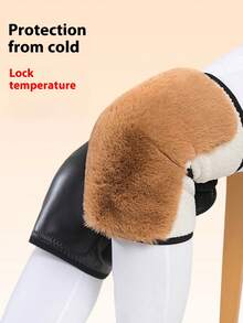 1pc Thermal Lined Windproof Warm Knee Pads, Autumn/Winter Cold-Proof Knee Joint Protection Thickened Cashmere Leg Warmers, Cycling Motorcycle Warm Protective Gear - Multicolor - View 5