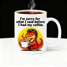 Taza de cerámica de 11 onzas con diseño de dinosaurio, taza creativa para bebidas calientes y frías, vaso de agua de oficina, regalo de vacaciones, sorpresa, regalo perfecto