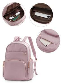 Women's Laptop Backpack, Fits 14/15 Inch Laptops, Fashionable Water-Resistant Lightweight Bookbag Suitable For Travel, Work, Business, Teachers, Nurses, With Laptop Compartment, Fashionable Backpack/Wallet For Women And Girls, Girls' Daily Backpack/Schoolbag, Random Shipment Of New And Old Versions - 藕粉色 - 查看 7