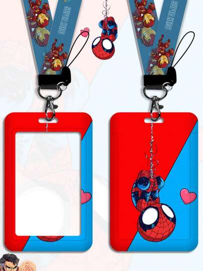 Superhero ID Card Holder Lanyard Pendant, Cool Keychain Necklace For Boys, Work ID Badge Holder Gift