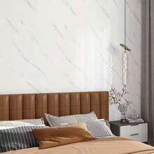 1卷白色大理石纹自粘纸，防水、防油、易撕易贴墙纸卷，适用于厨房、客厅、浴室、橱柜门、台面、炉灶壁纸，房屋家居装饰、学生宿舍、房间装饰、房间装饰 - 白色 - 查看 11