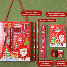 Christmas Gift Stationery Set, 6pcs Pencil Study Supplies, Handheld Stationery Holiday Gift