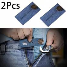 2/4pcs Women's Practical Denim Waist Extender, Men's Elastic Adjustable Waist Belt, Waist Belt Extender, Jeans Button Extender, Denim Material, High-Quality Metal Button, 2 Button Holes, Jeans Button Extender - Multicolor - View 16