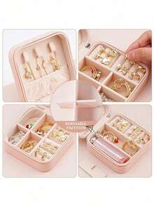 1 pieza Estuche de joyería portátil Pequeñas cajas de joyería para mujeres Organizador de joyas simple para el hogar Organizador de viaje Caja de almacenamiento mini fina para joyas de viaje Estuche con cremallera para pendientes, anillos, collares, pulseras Bolsa de maquillaje portátil Bolsa de cosméticos linda Artículos esenciales de vuelta al colegio Regalos inolvidables para Pascua Regalos para damas de honor y artículos esenciales de verano para viajes Accesorios de viaje