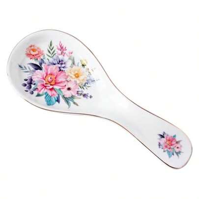 Ceramic Spoon Rest Stove Top, Checkered Spoon Holder Utensil Rest, Cute Spoon Rests Coffee Bar Black