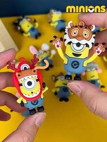 Minions 1 Pack/12 Sets Minions 12 Chinese Zodiac Series Keychains Cute Cartoon Doll Pendants PVC Soft Rubber Material Creative DIY Decorations Suitable For Family, Colleagues, Sisters, Girlfriends, Holiday Gifts, Party Gifts