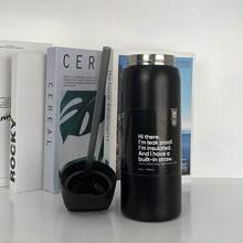 OWALAFreeSip   32oz Straw Insulated Water Bottle Double-Layer Stainless Steel Vacuum Thermal Mug For Sport And Travel - Very Very Drak-32oz - View 1