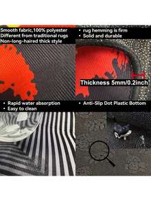 1PC Elegant Black And White Geometric Area Mat - Lightweight, Crystal Velvet, Dot Plastic Bottom, Rectangular Floor Mat For Kitchen, Corridor, Laundry - Indoor/Outdoor Use, Decorative Home Mat | Geometric Pattern Mat | Durable Floor Mat, Decorative Floor Covering Christmas Decor Kitchen Rug - Multicolor - View 9