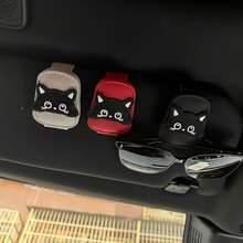 1 件磁性时尚太阳镜夹，适用于汽车遮阳板，可爱猫咪设计眼镜夹，多功能卡夹 - 彩色 - 查看 12