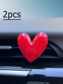 1 件/2 件可爱心形汽车出风口装饰香薰，红心汽车空气清新剂（不同环境下香味强度可能不同） - 紅色 - 查看 9