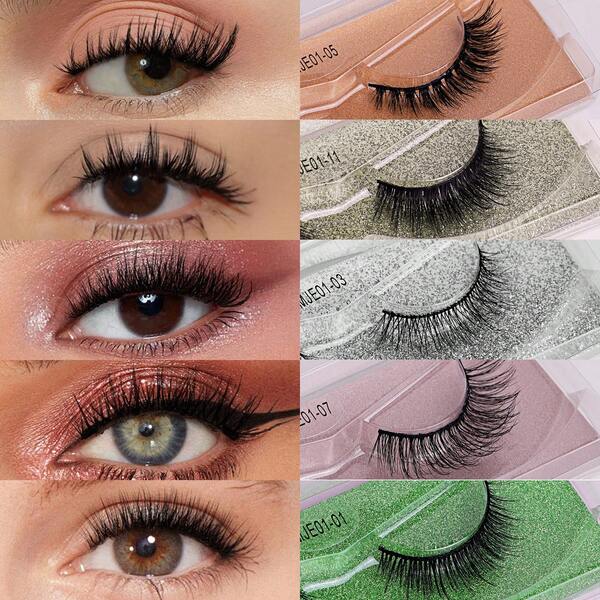 3D Faux Mink Eyelashes, Natural & Thick, 3D Stiff Stem False Eyelashes With Glue, Suitable For Friends, Couples, Outdoor Travel, Business Trip, Date, Halloween Party, Birthday, Gift For Friends