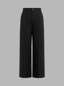 ANCHOSE Women's Elegant Black Slim Fit Tailored Trousers For Commuting, Autumn