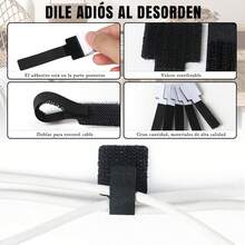 Organizador de Cables con Adhesivo - Kit 50 Piezas para Ocultar Cables en Hogar/Oficina, Clip Organizador para Carga USB//Computadora (negro) - Negro - Ver 3