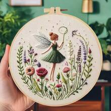 1 pezzo Nuovo kit fai-da-te per ricamo a mano con disegno di una ragazza con ali svolazzanti, include istruzioni in inglese, adatto per principianti, perfetto per la decorazione della casa, regalo per le vacanze, per tutte le stagioni