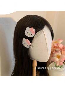 Sanrio 1 Stück Sanrio süße Kitty neue 1 Stück süße Cartoon Y2K Haarspange Entenschnabelclip Hello Kitty süßes Mädchen Pony Haarspange Seitenteil gebrochenes Haar Haaraccessoire