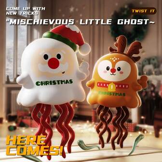 1 pieza Juguete de cuerda con Papá Noel y reno que se mueve, alivio del estrés, fantasma de Halloween, regalo para niños