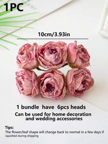 1 bouquet artificiel (6 têtes) Matériel de couronne DIY MINI Rose Bourgeon Boîte de bonbons Accessoires Décoration de mariage à domicile Fleur de poignet de mariée Fleur de poitrine Matériel de fleur de tête Décoration de la Saint-Valentin Nouvel An Accessoires de gâteau d'anniversaire - Couleur de la pâte de haricots - Voir 2