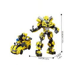 二合一变形汽车模型拼装套件，1200 块 ABS 积木，创意互锁积木，适用于家居装饰，圣诞节/万圣节/感恩节的理想礼物，耐用的展示套装，动感的设计，坚固的结构，建筑玩具 - 彩色 - 查看 6