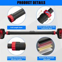 ShiningLove 440LB Adjustable No-Screw Pull Up Bar W/Level Meter & Anti-Slip – Doorway Chin Up Bar For Home Gym, Strength Training (27.6"-36.2" Width) - Red - View 3