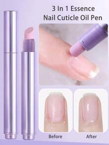 三合一角质层油笔角质层推杆指甲笔死皮角质层去除笔滋润倒刺指甲油笔带陶瓷笔尖用于指甲护理指甲用品