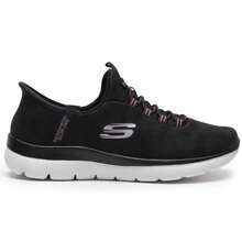 Skechers 女士休闲套脚运动鞋，低帮简约日常户外旅行通勤运动鞋，150254-BLK - 黑色 - 查看 2