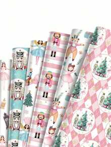 12Pcs Cute Classic Nutcracker Printed Gift Wrapping Paper, Festive Christmas Themed Paper With Holiday Elements, Premium Thick Wrapping Sheets For Xmas Gift Packaging, Family Gathering Presents, Party Favor Wrapping & Holiday Celebration Decorations