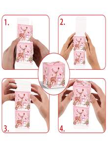 6 pièces Boîtes cadeaux de Noël roses, boîtes à friandises de Noël, petites boîtes à bonbons de Noël, faveurs de fête de Noël, décoration de fête de vacances d'hiver