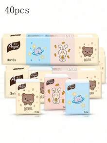 50包天然木质手帕，小袋子装薄纸，3层口袋薄纸，可爱又个性的面巾袋，适合婚礼礼物。高品质面巾、厕所和纸巾用途，耐用吸水，非常适合居家、圣诞节、万圣节、母亲节、情人节、宿舍