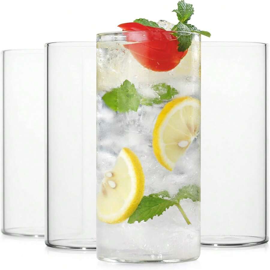 13 Oz Drinking Glass, Tall Stem Glass - Elegant Bar Glassware, Suitable For Water, Juice, Beer, Beverages And Cocktail/Mixed Drinks, Lead-Free Pint Glass, Glass Drinking Cup - Multicolor - View 1
