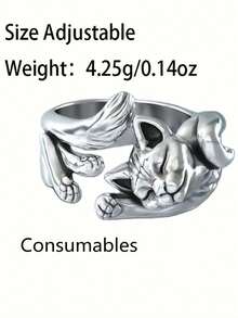 New Kitty Opening Cat Ring Vintage Silver-Plated Cat Totem Ring(Consumables ) - Antique Silver - View 4