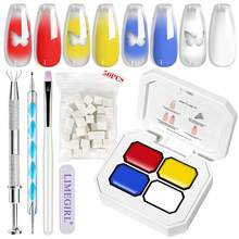 LIMEGIRL 免洗凝胶指甲套装，4 种颜色红黄蓝白渐变指甲油套装，免洗凝胶法式指甲美甲无需擦拭浸泡 UV DIY 艺术家居沙龙 - 彩色 - 查看 11