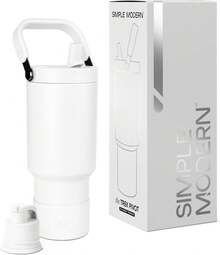 Pivote de Trek Moderno Simple |   Vaso con Popote Rebatible y Asa |   Botella de Agua con Bota |   Tapas de Popote y Chorro Intercambiables |   Gimnasio, Deportes, Aire Libre |   890 ml. |   Blanco de invierno - -Gris hielo - Ver 9