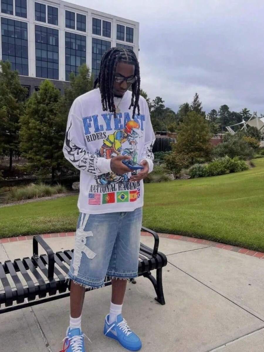 2025 Summer And Autumn Retro Washed Hip-Hop Letter Printing Men's And Women's Five-Point Pants Casual Loose Denim Shorts - 藍色 - 查看 1