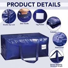 4 Pack 90L Moving Bags, Heavy Duty Moving, Waterproof Storage Bag With Window, Large Packing Bags With Zips Clothes Storage Moving Travelling Camping