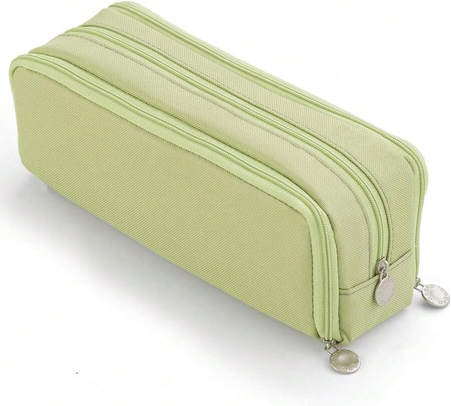 Estuche Grande OIOSEN con 3 Compartimentos para Oficina, Bolsa de Lápices, Organizador de Cosméticos (Verde) - Verde militar - Ver 1