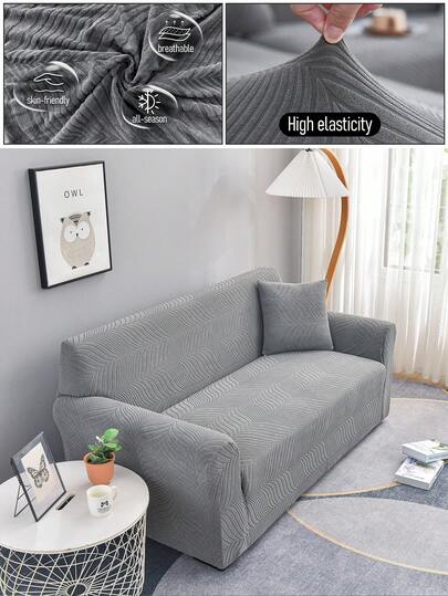 1pc Stretch Sofa Cover, Plant Leaf Pattern, Easy Installation, Pet Proof, Decorative For Living Room, Fits Single/Loveseat/3-Seat/4-Seat Sofa, Includes Armrest Cover